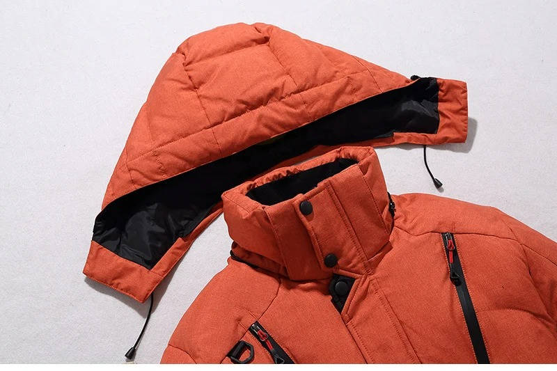 Homem Parka de Inverno Impermeável Corta-vento com Plumas