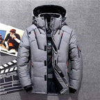 Homem Parka de Inverno Impermeável Corta-vento com Plumas