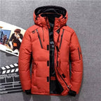 Homem Parka de Inverno Impermeável Corta-vento com Plumas