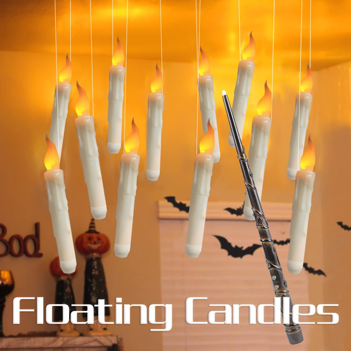 Giselle | Velas LED Flutuantes sem Chama | 12 Unidades com Controlo Remoto | Decoração Natal e Halloween