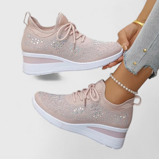 Sapatos ortopédicos femininos bico largo com suporte de arco e sola ergonómica