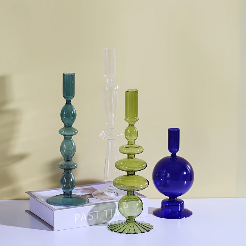 Zelda | Castiçais de Vidro | Decoração de Mesa Minimalista | Vaso Pintado