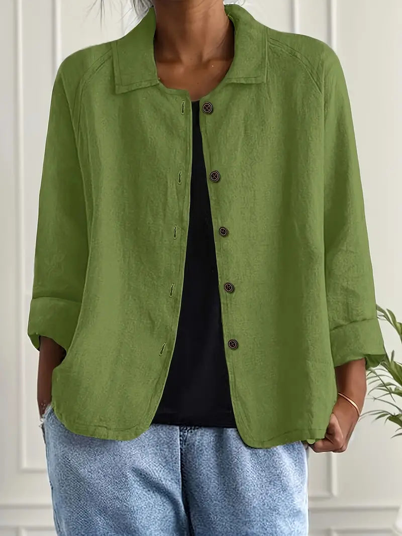 Cardigan Feminino | Algodão e Linho, Tecido Leve | Estilo Camisa, Casual Chic