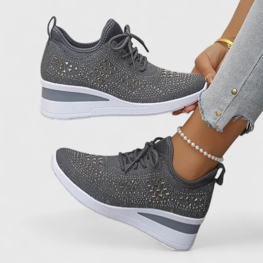 Sapatos ortopédicos femininos bico largo com suporte de arco e sola ergonómica