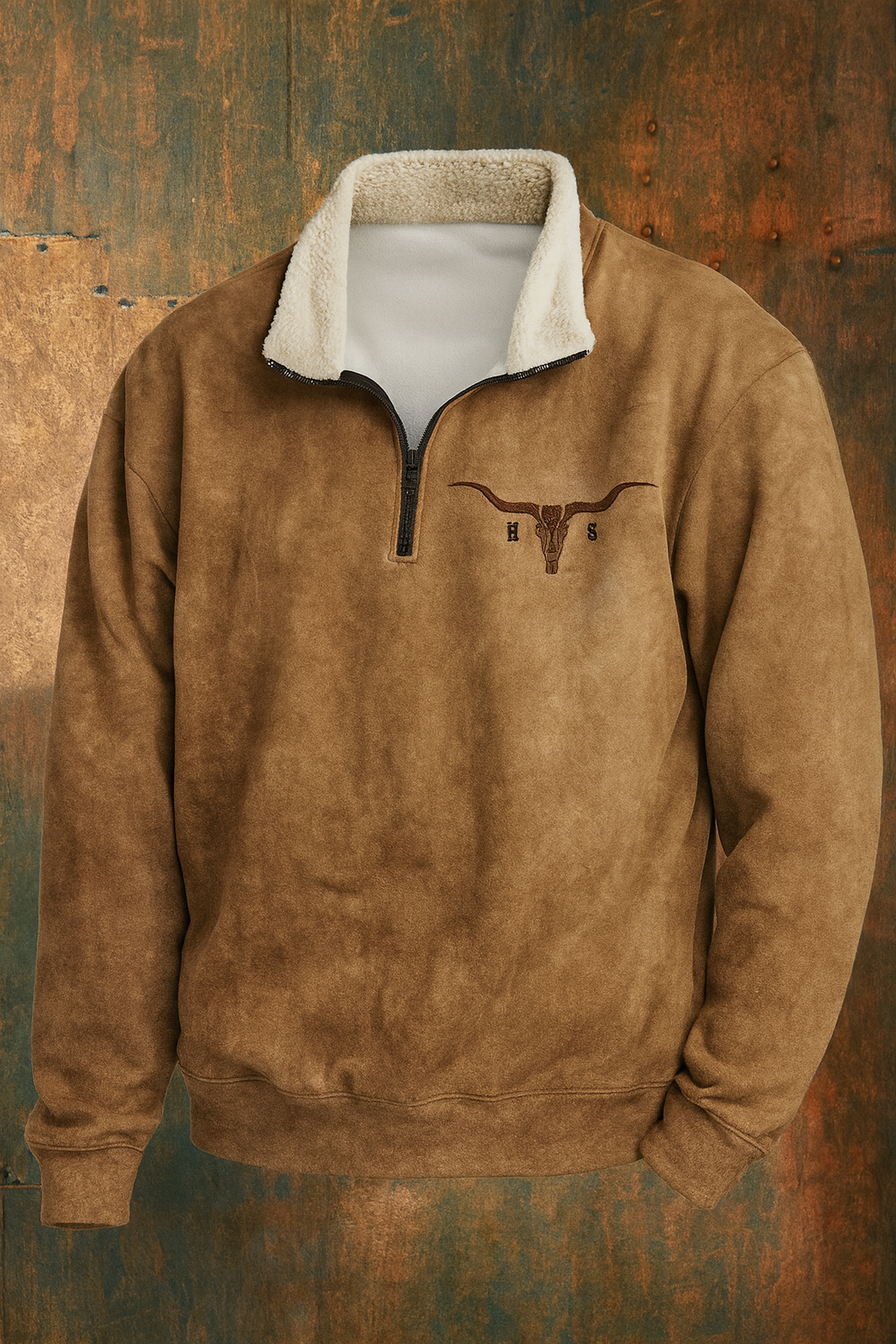 Cora | Homem Fleece Pullover Western Meio Zíper