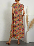 Vestido de Verão com Estampa Floral | Corte A, Manga Curta