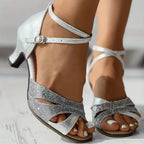 Sapatos de Dança Latina Femininos | Salto 5,5cm, Azul e Branco