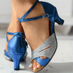 Sapatos de Dança Latina Femininos | Salto 5,5cm, Azul e Branco