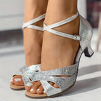 Sapatos de Dança Latina Femininos | Salto 5,5cm, Azul e Branco