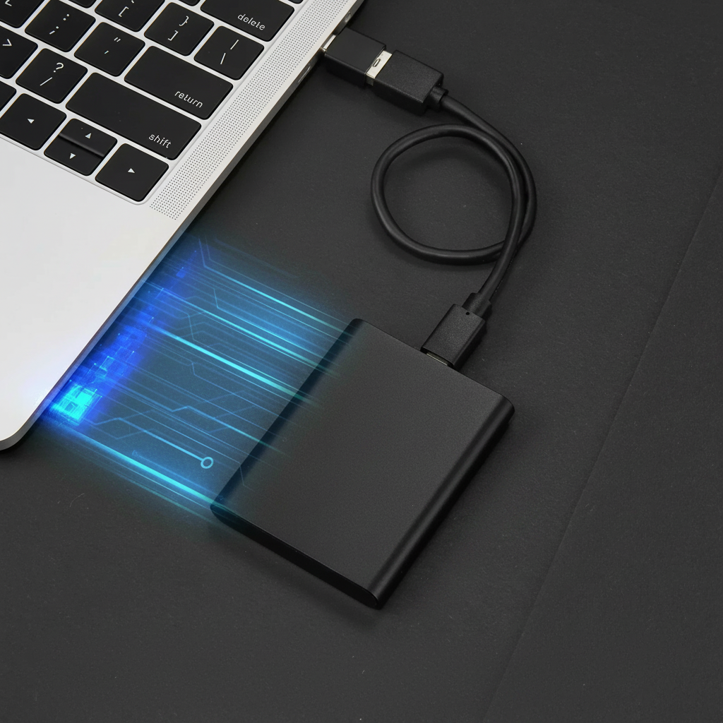 Cosima | SSD Externo Portátil | Alta Velocidade USB, 128TB | Alumínio