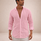 Luna | Homem Camisa de Linho Casual Manga Longa
