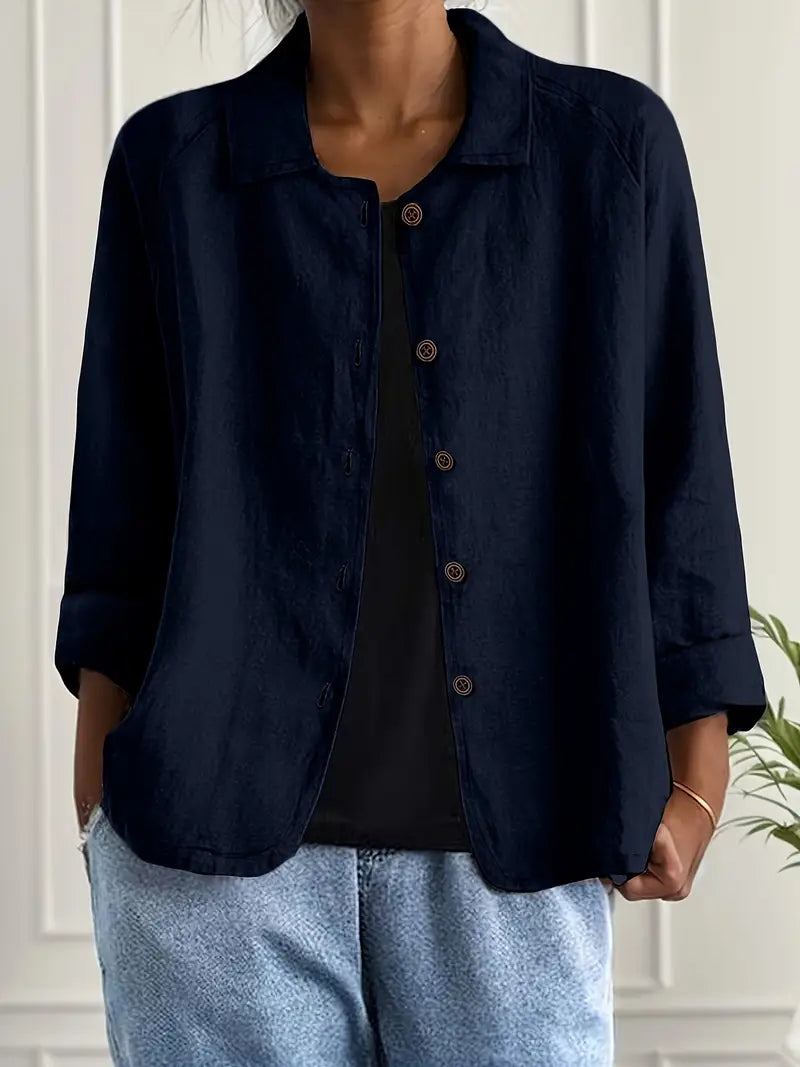 Perla | Mulher Cardigan Camisa Algodão Linho
