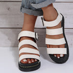 Sandálias Femininas de Couro | Conforto e Estilo | Preto, Branco, Bordô