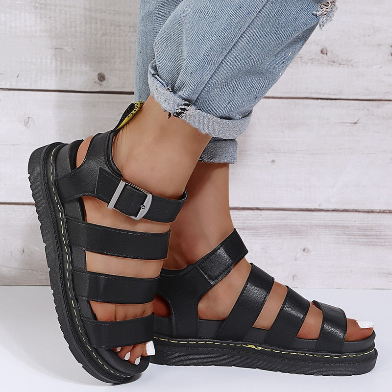 Sandálias Femininas de Couro | Conforto e Estilo | Preto, Branco, Bordô