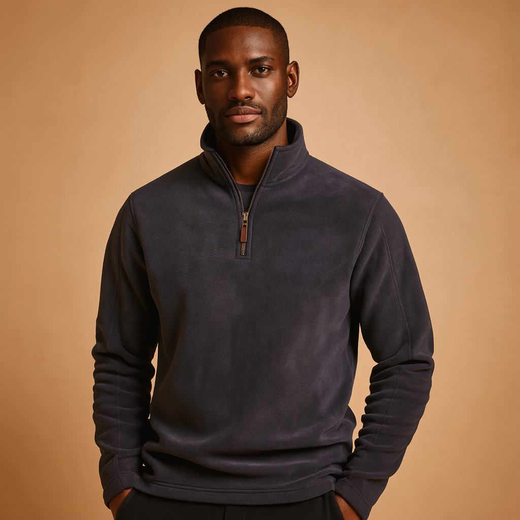 Anouk | Homem Fleece Pullover Meio Fecho