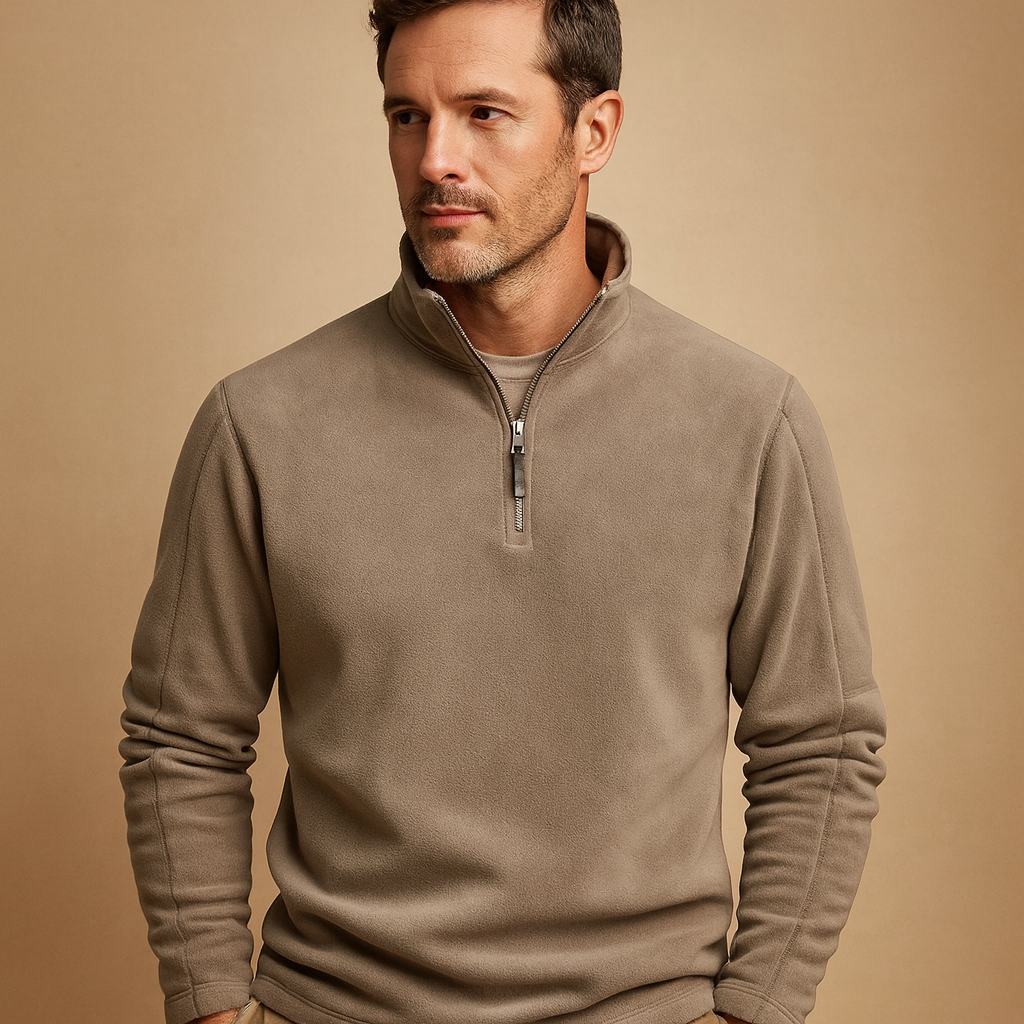 Anouk | Homem Fleece Pullover Meio Fecho