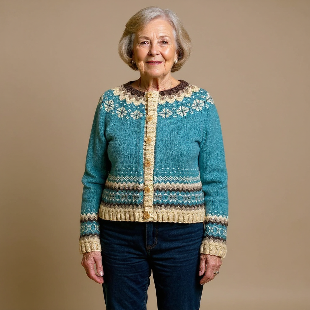 Maren | Mulher Cardigan Islandês Vintage Tricotado à Mão