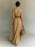 Wenna | Vestido Longo Casual Gola Lapela