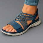 Sandálias Femininas com Velcro | Conforto Ajustável | Couro PU