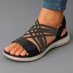Sandálias Femininas com Velcro | Conforto Ajustável | Couro PU