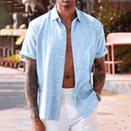 Homem Camisa Linho Manga Curta