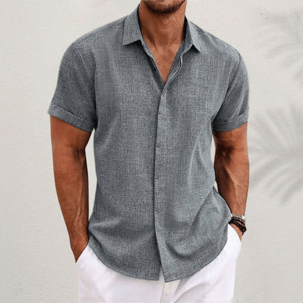 Homem Camisa Linho Manga Curta