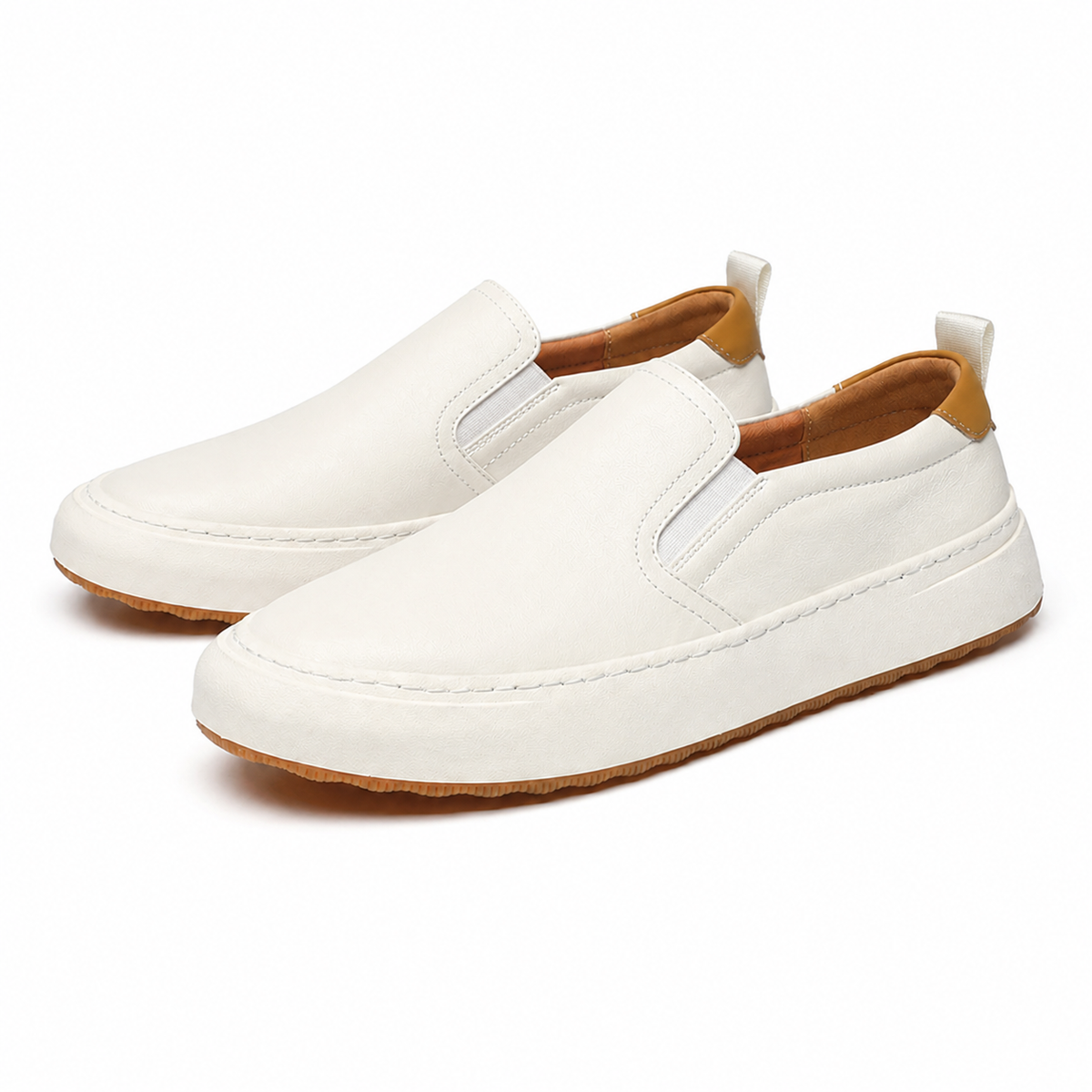 Mocassins Homem | Couro Branco, Respiráveis | Verão
