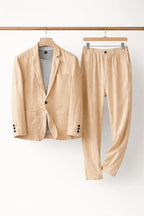 Conjunto de Linho para Homem | Casaco e Calças, Ajuste Relaxado