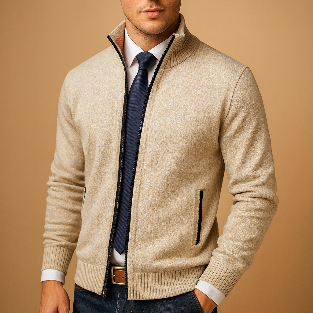 Clea | Homem Cardigan Malha com Fecho Zip