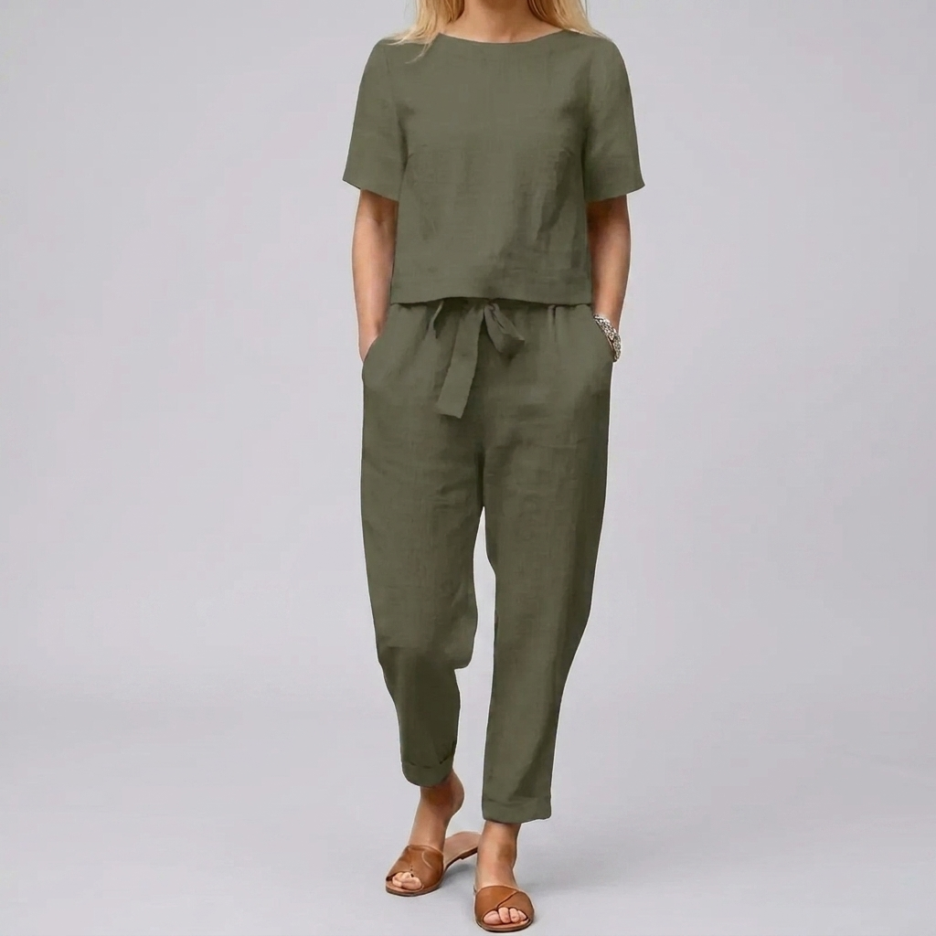 Jade | Conjunto Feminino 2 Peças Calça e Top Leve Verão