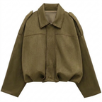 Jaqueta Bomber Cropped com Zíper