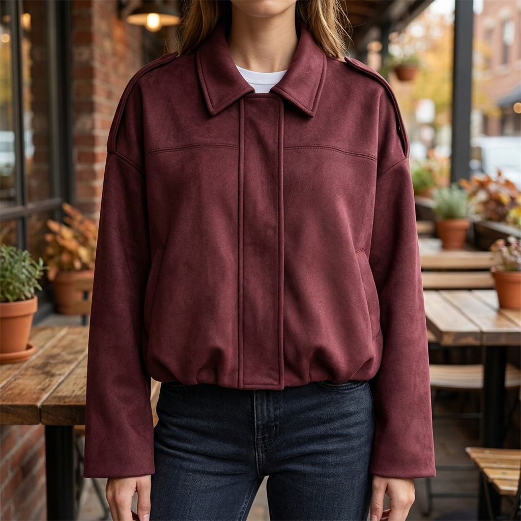 Jaqueta Bomber Cropped com Zíper
