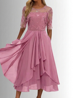 Vestido de Renda Feminino | Elegante, Decote Fechado | Festa