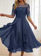Vestido de Renda Feminino | Elegante, Decote Fechado | Festa