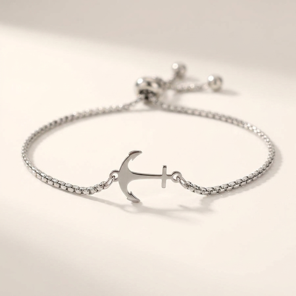 Wren | Pulseira Aço Inoxidável Elo Âncora Náutica