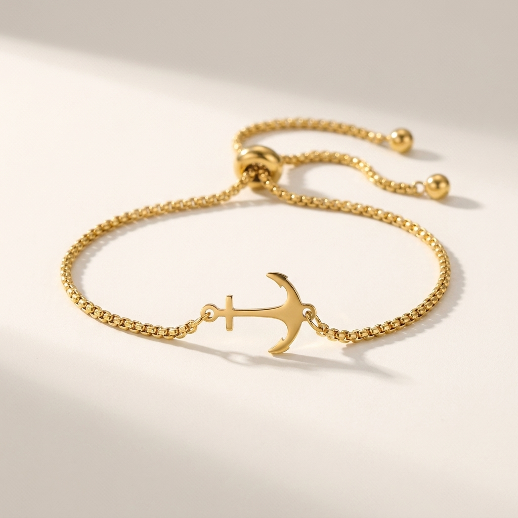 Wren | Pulseira Aço Inoxidável Elo Âncora Náutica