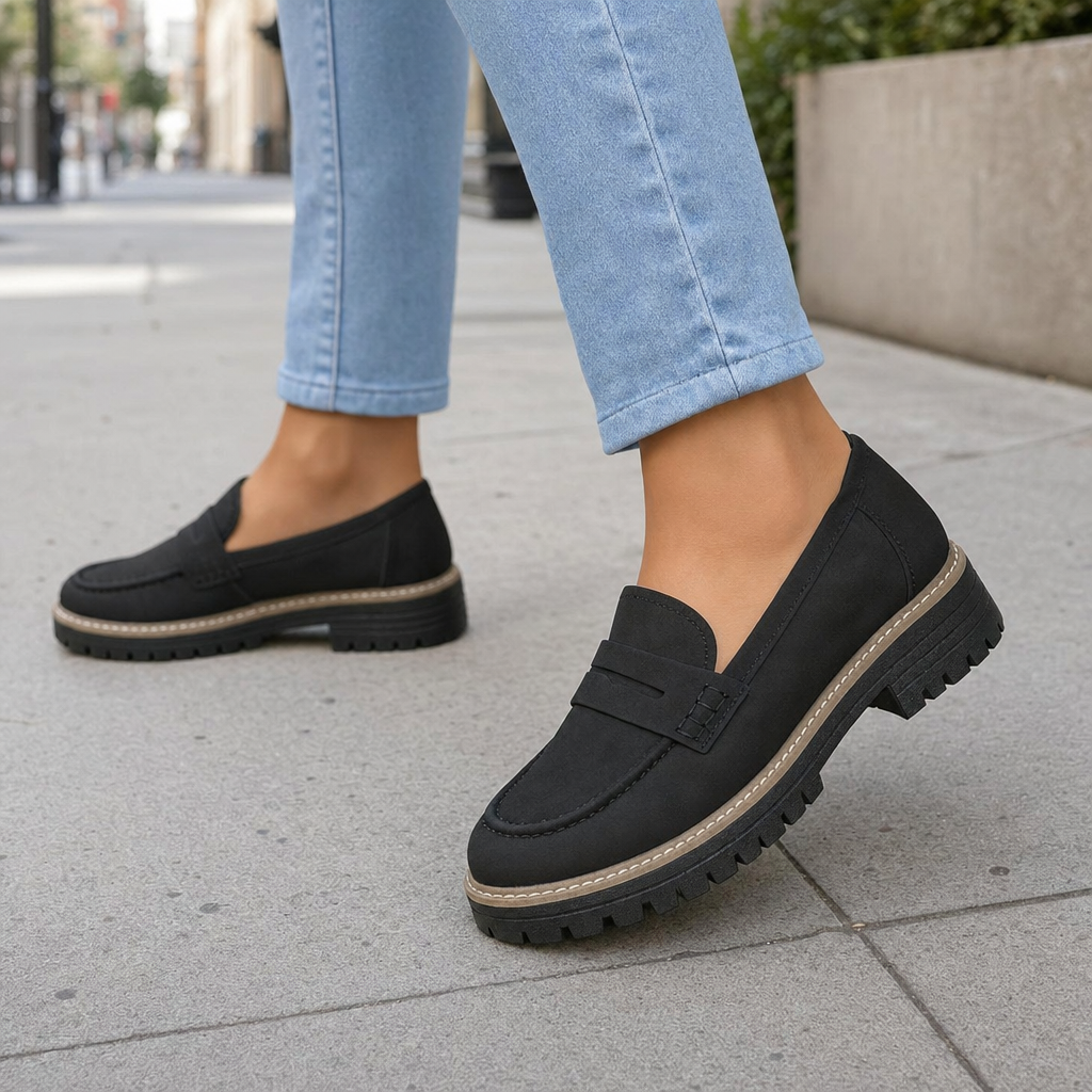 Della | Mocassins ortopédicos de plataforma femininos com suporte do arco
