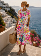 Vestido Midi Floral | Leve e Respirável | Verão