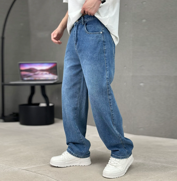 Aria | Calças Jeans Masculinas Perna Reta Algodão
