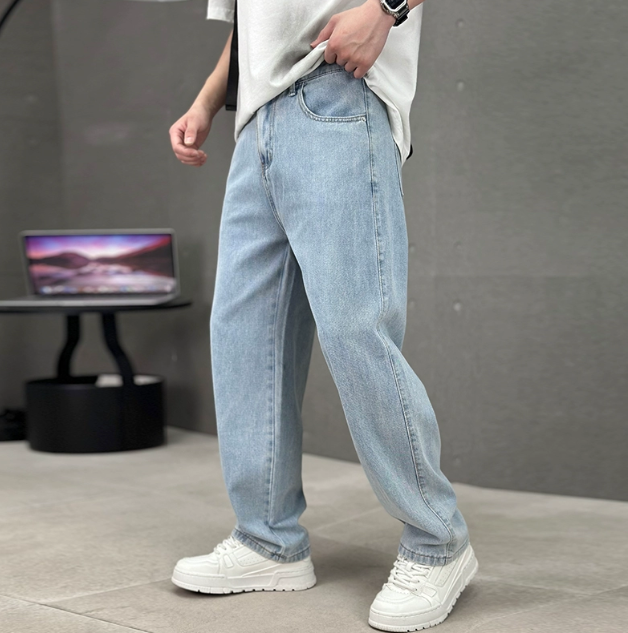 Aria | Calças Jeans Masculinas Perna Reta Algodão