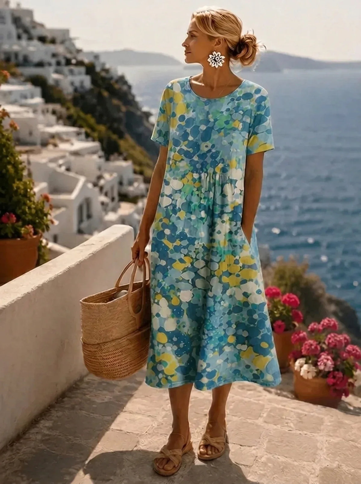 Vestido Midi Floral | Leve e Respirável | Verão