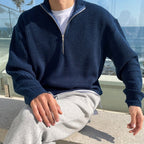 Sage | Camisola Masculina Half-Zip Malha Old Money