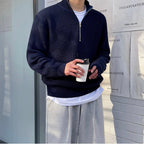 Sage | Camisola Masculina Half-Zip Malha Old Money