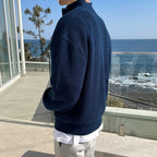 Sage | Camisola Masculina Half-Zip Malha Old Money