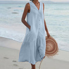 Elsa | Vestido Longo Feminino Sem Mangas Decote V