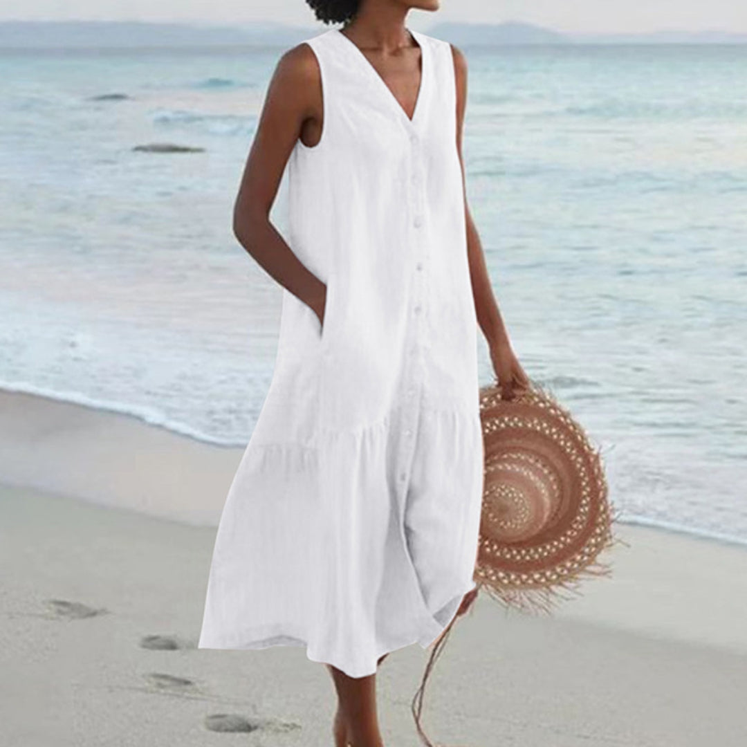 Elsa | Vestido Longo Feminino Sem Mangas Decote V