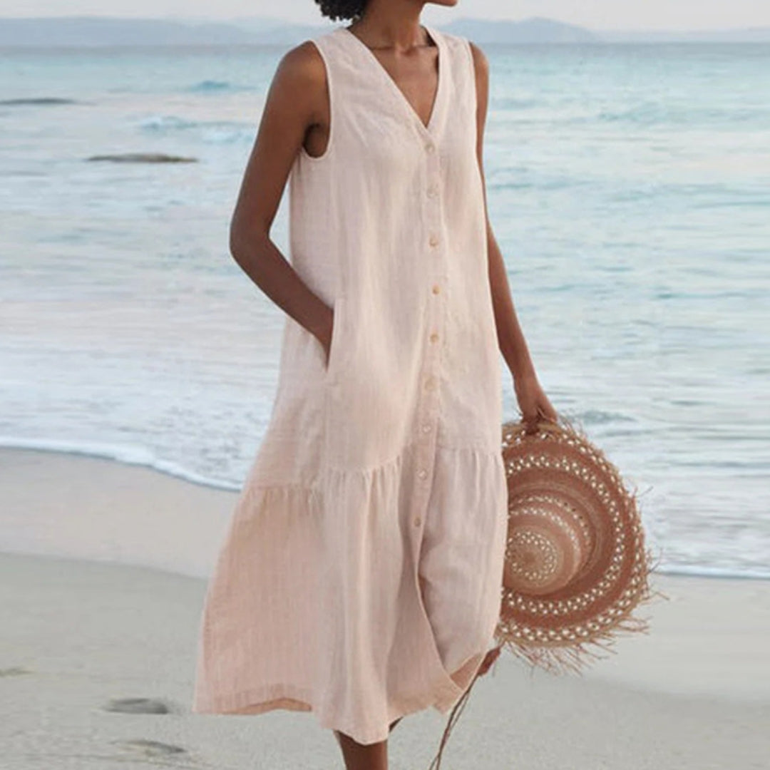 Elsa | Vestido Longo Feminino Sem Mangas Decote V