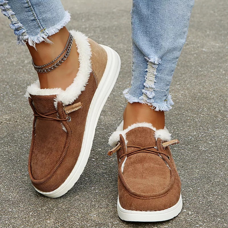 Sapatos de inverno femininos forrados leves confortáveis para uso diário