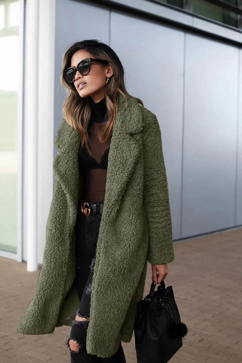 Edith | Casaco Teddy Feminino Oversize Manga Longa