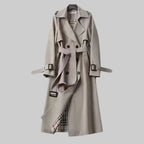 Sabine | Mulher Trench Coat Cinto Dupla Fileira de Botões
